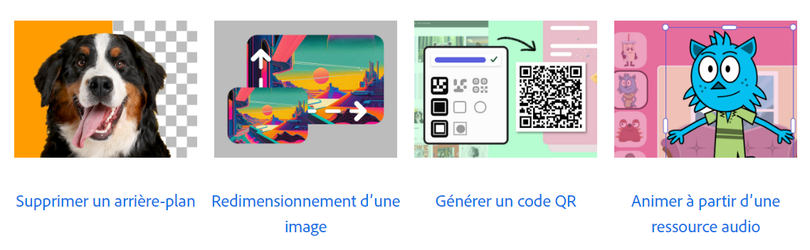 Actions rapides adobe express